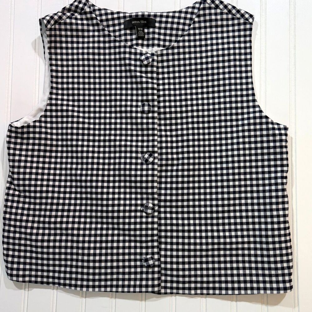Autres Filles Gingham Tailored Vest Preppy Retro Layer Retro Coquette Crop M